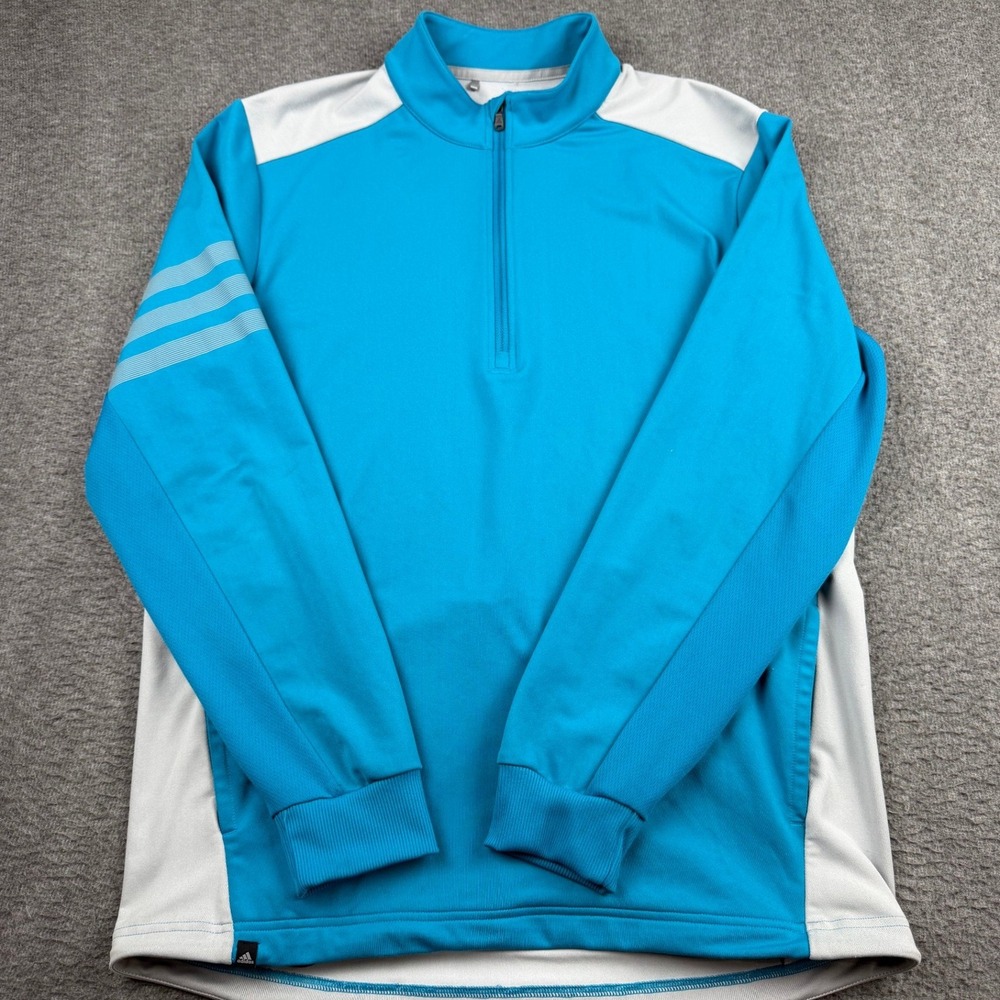 Adidas Golf Men's M Medium Blue Grey Quarter Zip Pullover Sweatshirt RN88387‎